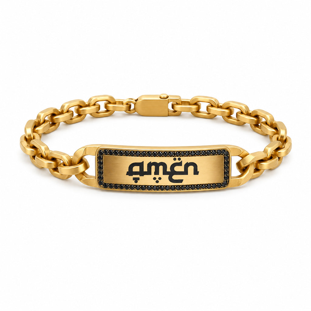 Gold Link Bar with Black Diamonds