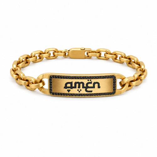 Gold Link Bar with Black Diamonds